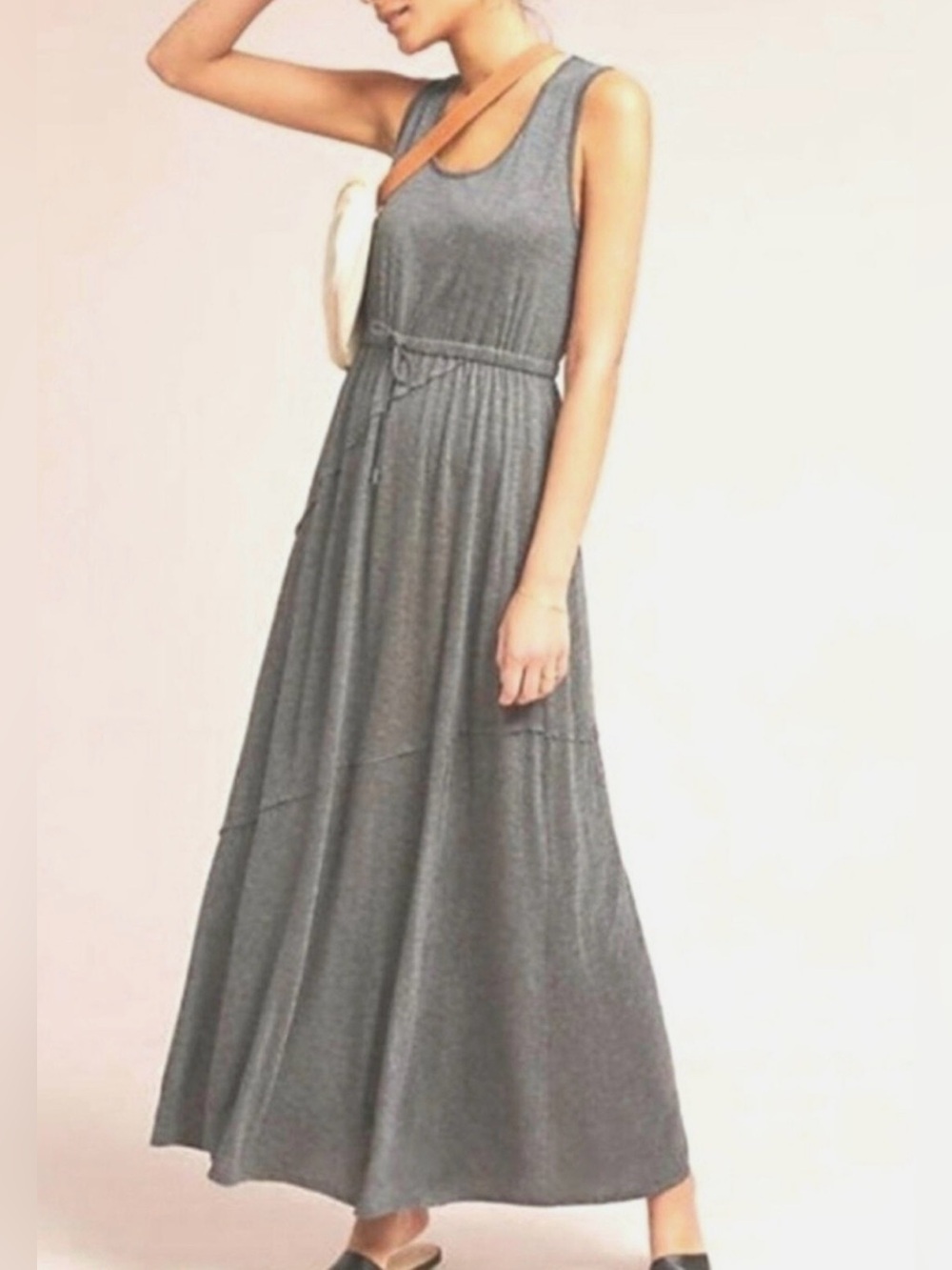 ANTHROPOLOGIE X DOLAN XL Left Coast Heather Gray Jersey Maxi Dress